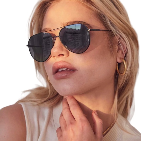 DIFF Dash Sunglasses Aviators Black Frame Grey Lenses Unisex - Picture 8 of 15